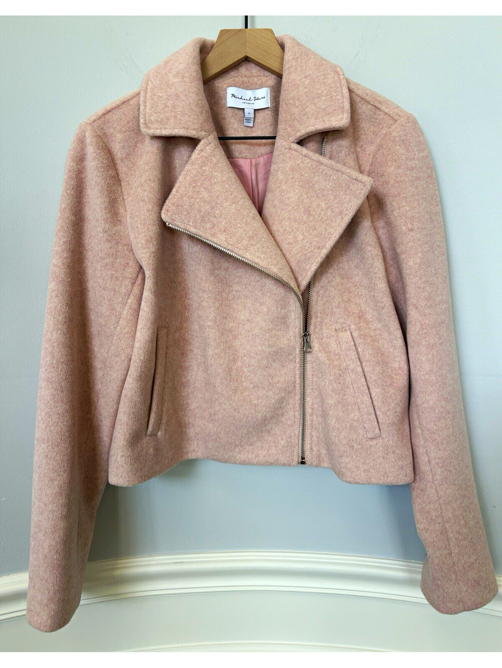 Michael Stars Pink Biker Jacket - Full Zip Pockets Long Sleeve Size S